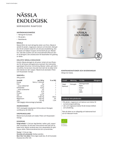 Nässla basida Nokkosjauhe luomu 250 g - Image 3