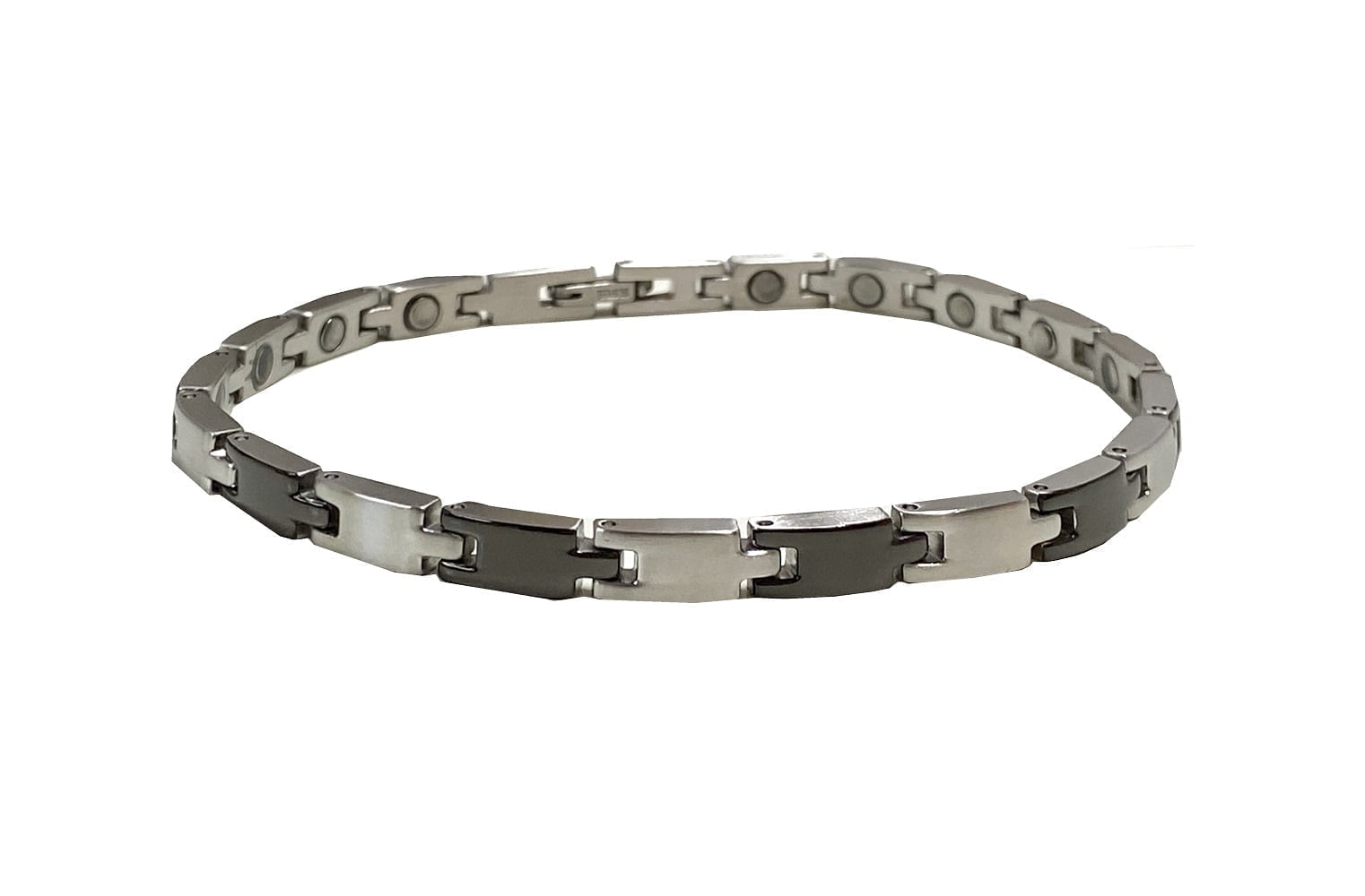 Mustahopea Magneettiranneke Musta/Hopea Dr Wiida 3000 gaussia