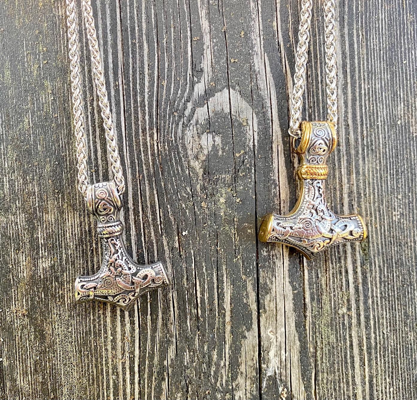 Mjolnir hopea ja kulta Kaulakoru - Thorin vasara Mjölnir Kulta - Image 3