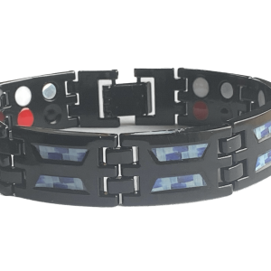 Magneettiranneke Titanium Musta sinikuvioitu 8 magneetilla