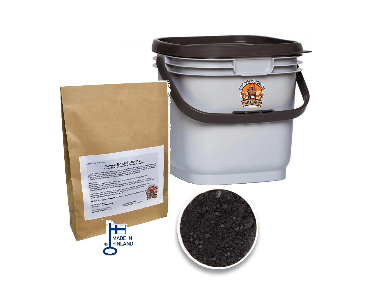 MM1 setti Bokashi Mini Mocca + bokashirouhe ja biohiili