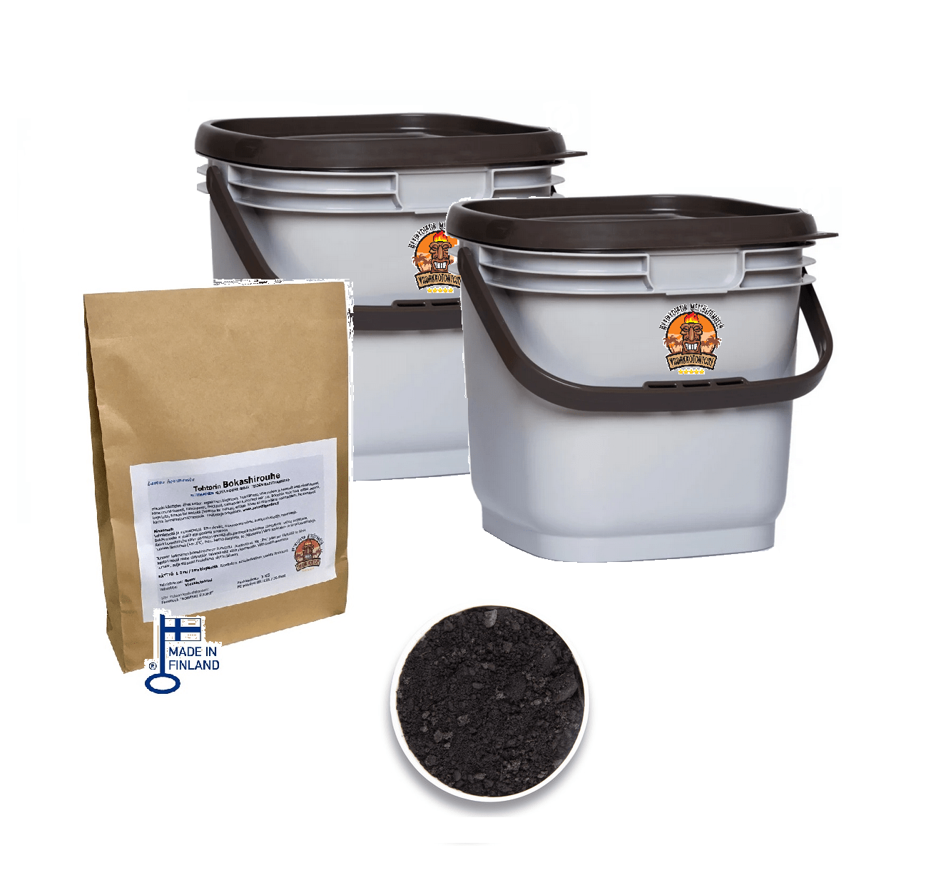 MM2 setti Bokashi Mini Mocca Setti + 1kg kotimainen bokashirouhe